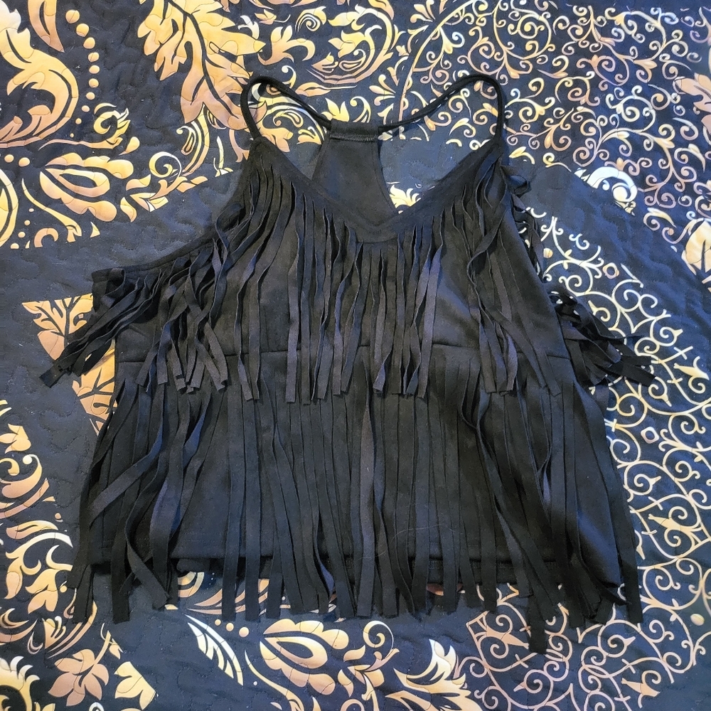 Black fringe top